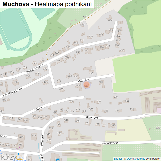 Mapa Muchova - Firmy v ulici.