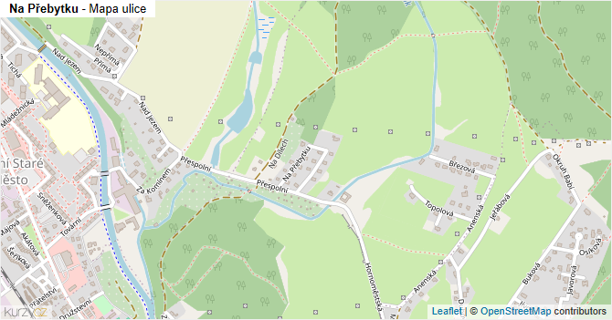 Na Přebytku - mapa ulice