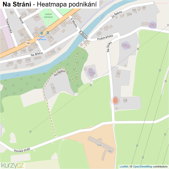 Mapa Na Stráni - Firmy v ulici.