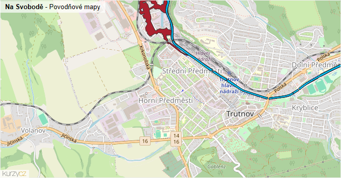 Na Svobodě - záplavové mapy stoleté vody