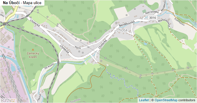 Na Úbočí - mapa ulice