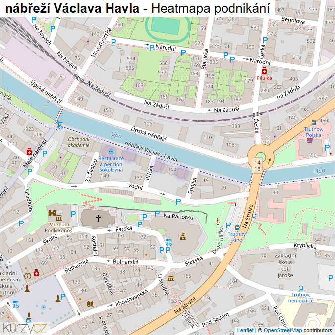 Mapa nábřeží Václava Havla - Firmy v ulici.