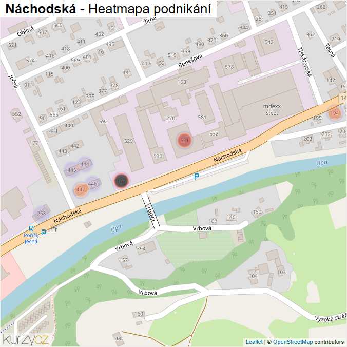 Mapa Náchodská - Firmy v ulici.