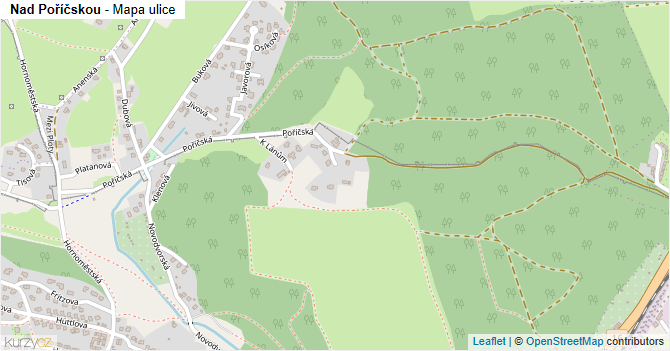 Nad Poříčskou - mapa ulice