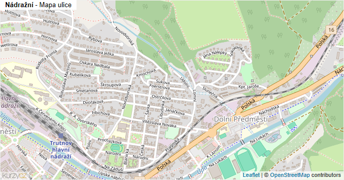 Nádražní - mapa ulice