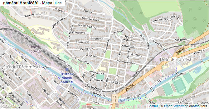 náměstí Hraničářů - mapa ulice