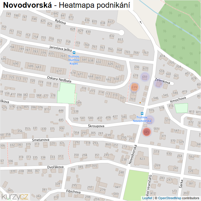 Mapa Novodvorská - Firmy v ulici.