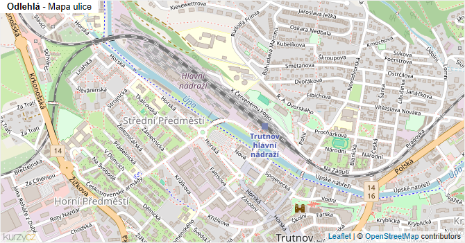 Odlehlá - mapa ulice