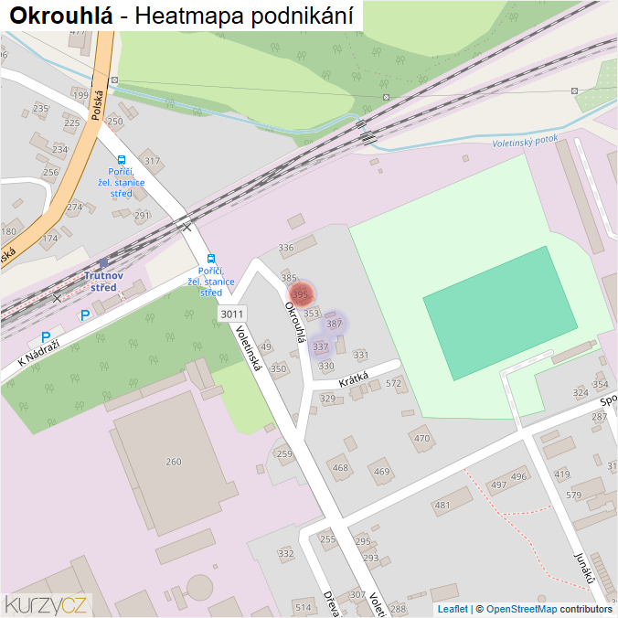Mapa Okrouhlá - Firmy v ulici.