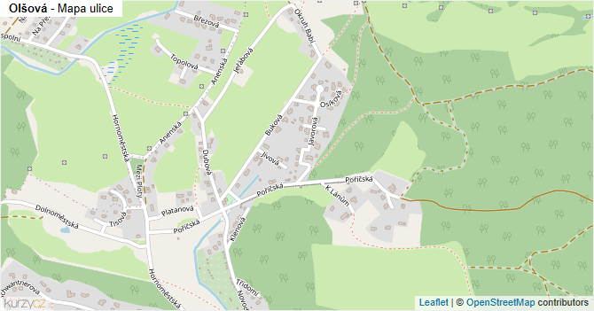Olšová - mapa ulice