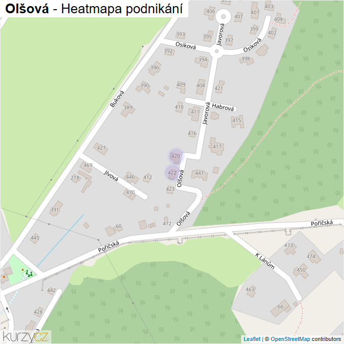 Mapa Olšová - Firmy v ulici.