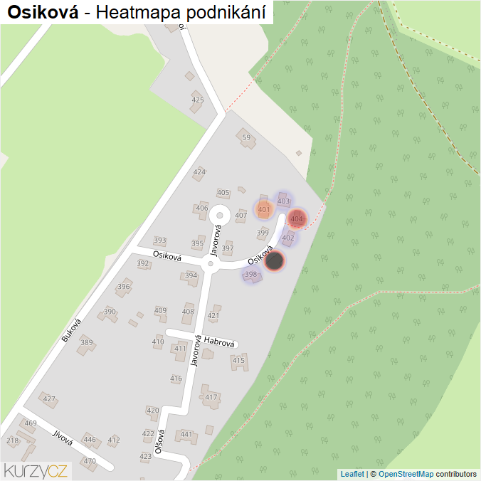 Mapa Osiková - Firmy v ulici.