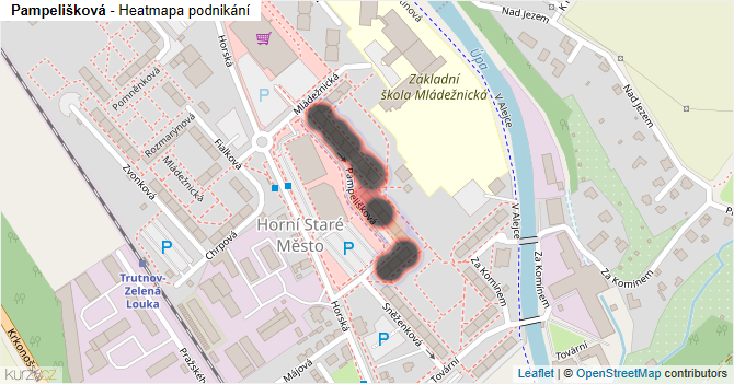 Pampelišková - mapa podnikání