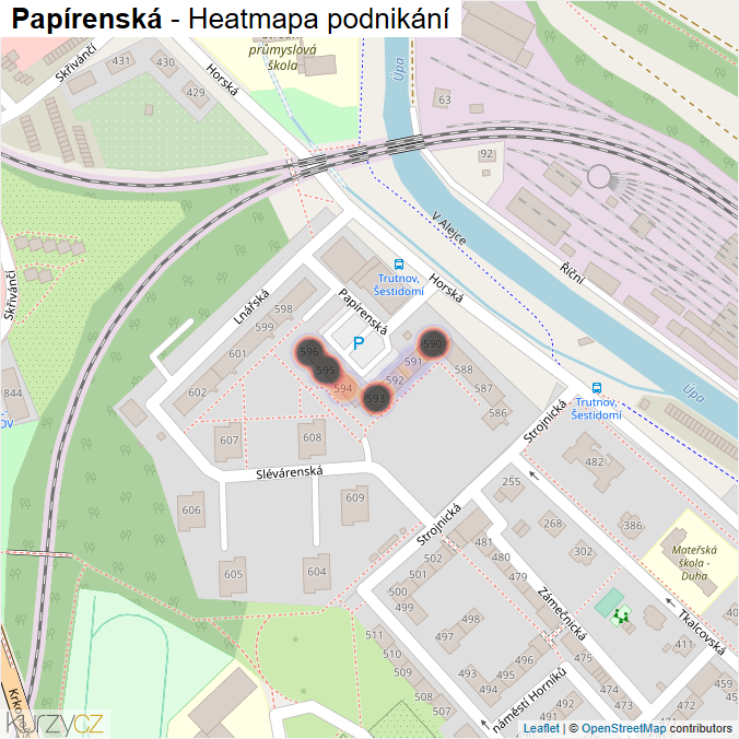 Mapa Papírenská - Firmy v ulici.