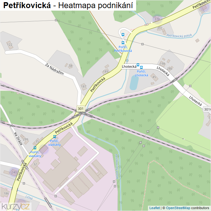 Mapa Petříkovická - Firmy v ulici.