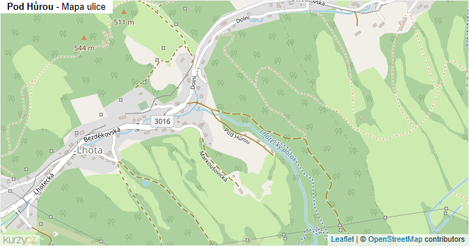 Pod Hůrou - mapa ulice