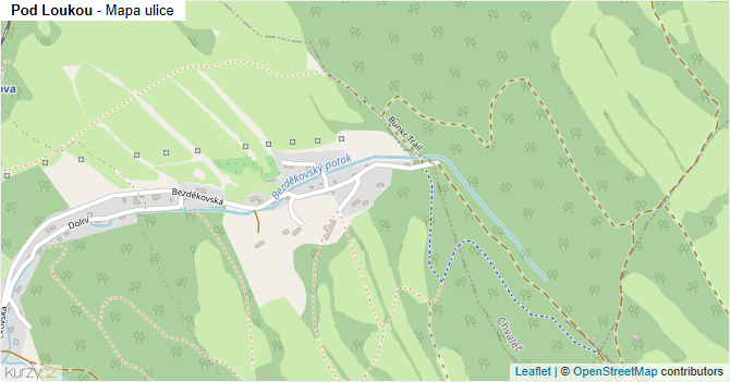 Pod Loukou - mapa ulice