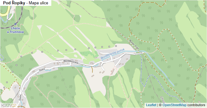 Pod Řopíky - mapa ulice