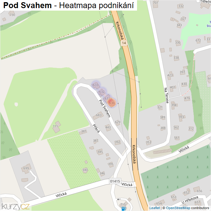 Mapa Pod Svahem - Firmy v ulici.