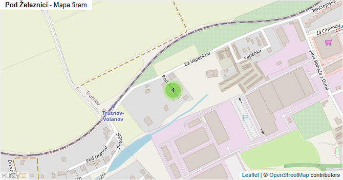 Pod Železnicí - mapa firem