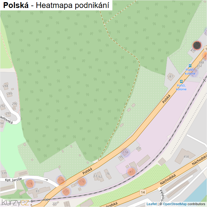 Mapa Polská - Firmy v ulici.