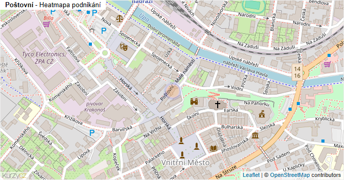 Poštovní - mapa podnikání