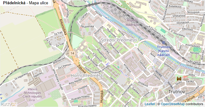 Přádelnická - mapa ulice