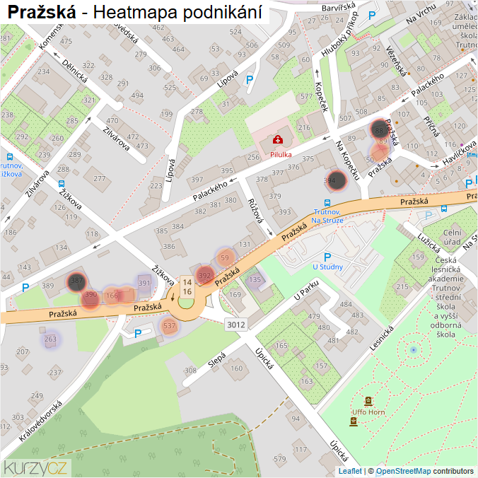 Mapa Pražská - Firmy v ulici.