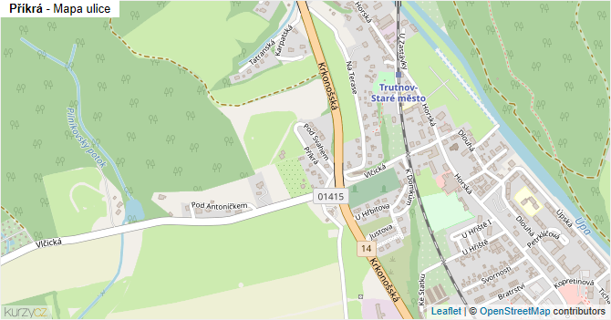 Příkrá - mapa ulice