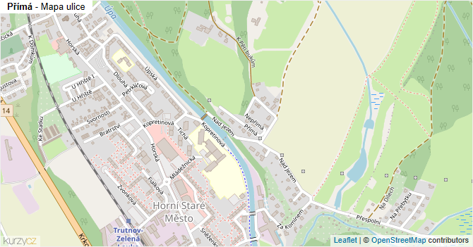 Přímá - mapa ulice