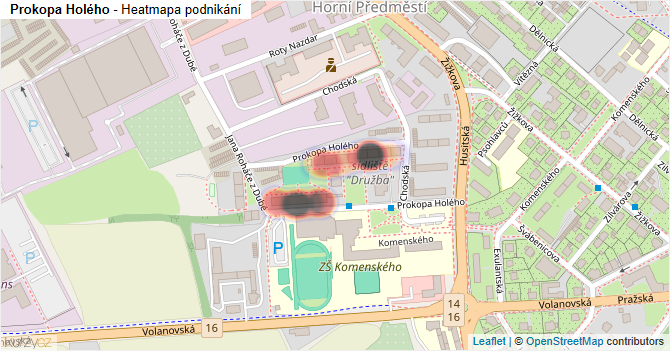 Prokopa Holého - mapa podnikání