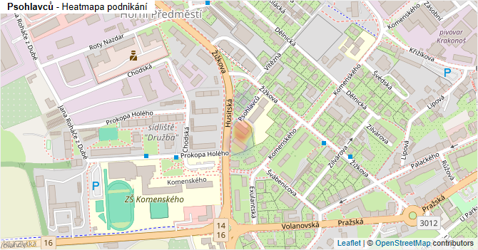 Psohlavců - mapa podnikání