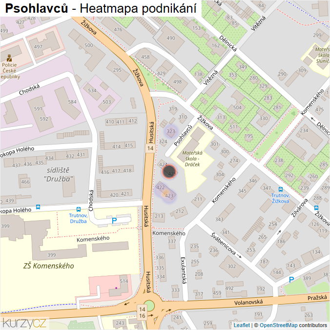 Mapa Psohlavců - Firmy v ulici.