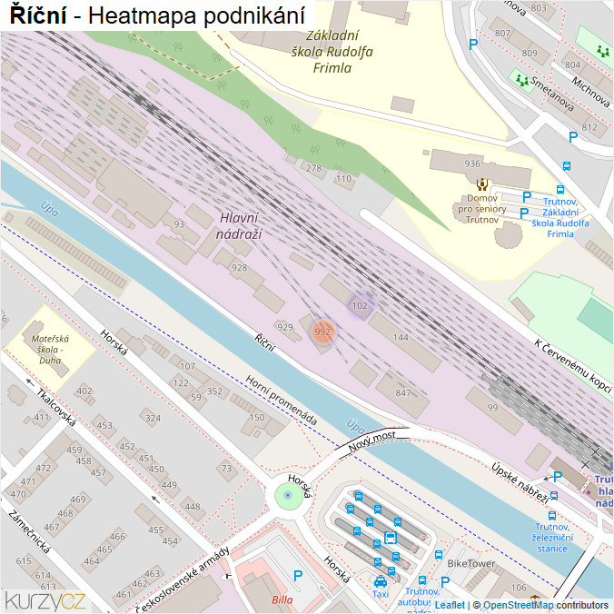 Mapa Říční - Firmy v ulici.