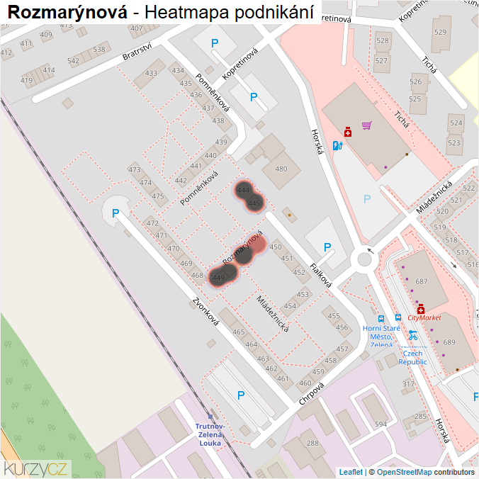 Mapa Rozmarýnová - Firmy v ulici.