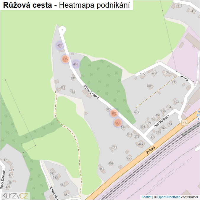 Mapa Růžová cesta - Firmy v ulici.