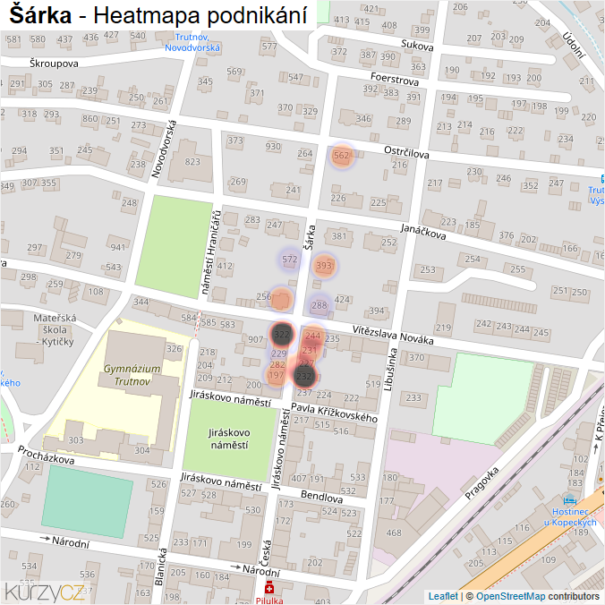 Mapa Šárka - Firmy v ulici.
