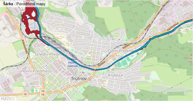 Šárka - záplavové mapy stoleté vody