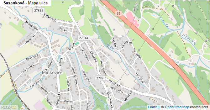 Sasanková - mapa ulice