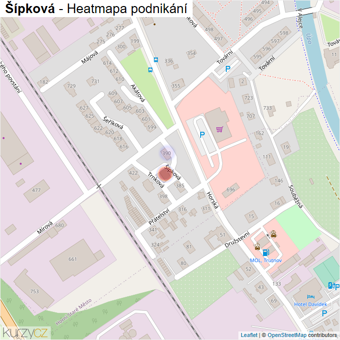 Mapa Šípková - Firmy v ulici.