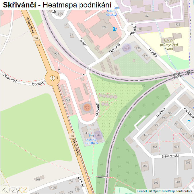 Mapa Skřivánčí - Firmy v ulici.