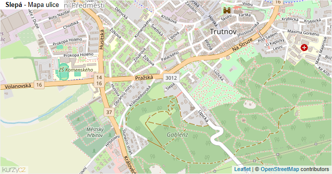 Slepá - mapa ulice