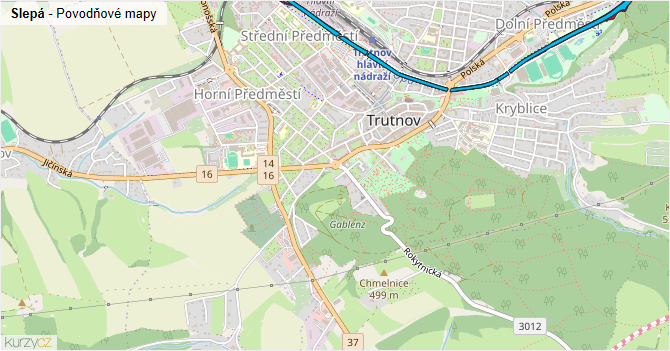 Slepá - záplavové mapy stoleté vody