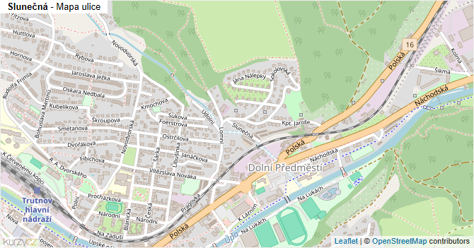 Slunečná - mapa ulice