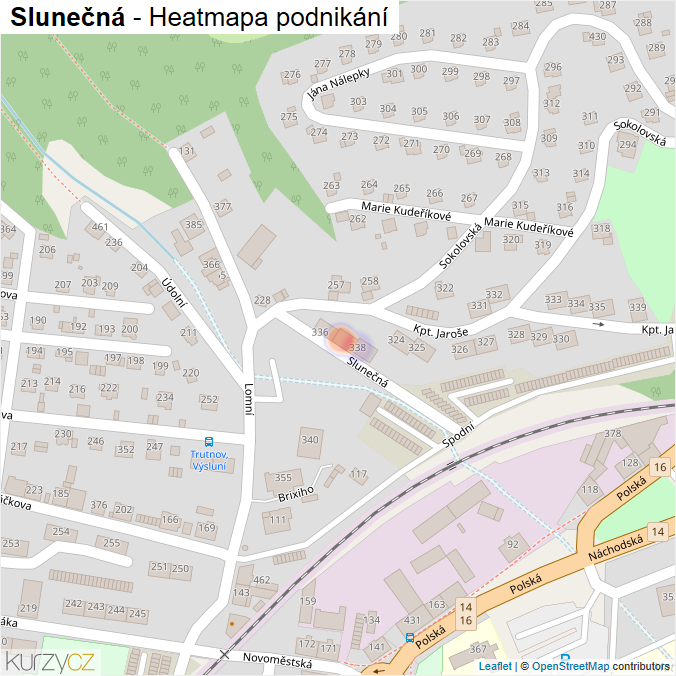 Mapa Slunečná - Firmy v ulici.