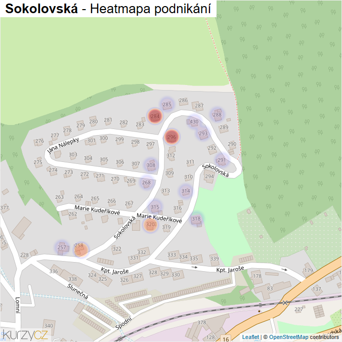 Mapa Sokolovská - Firmy v ulici.