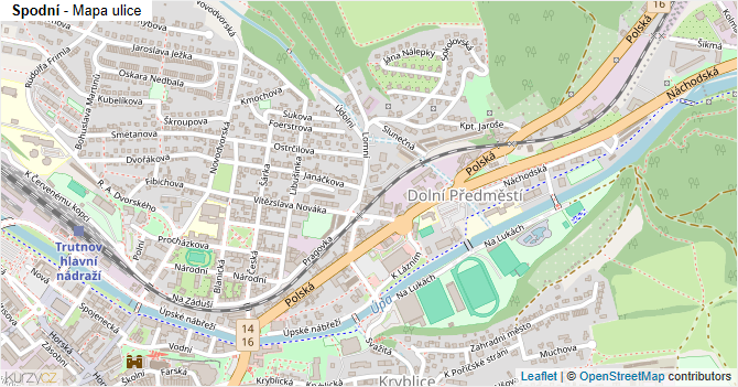 Spodní - mapa ulice