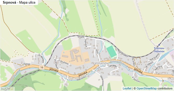 Srpnová - mapa ulice