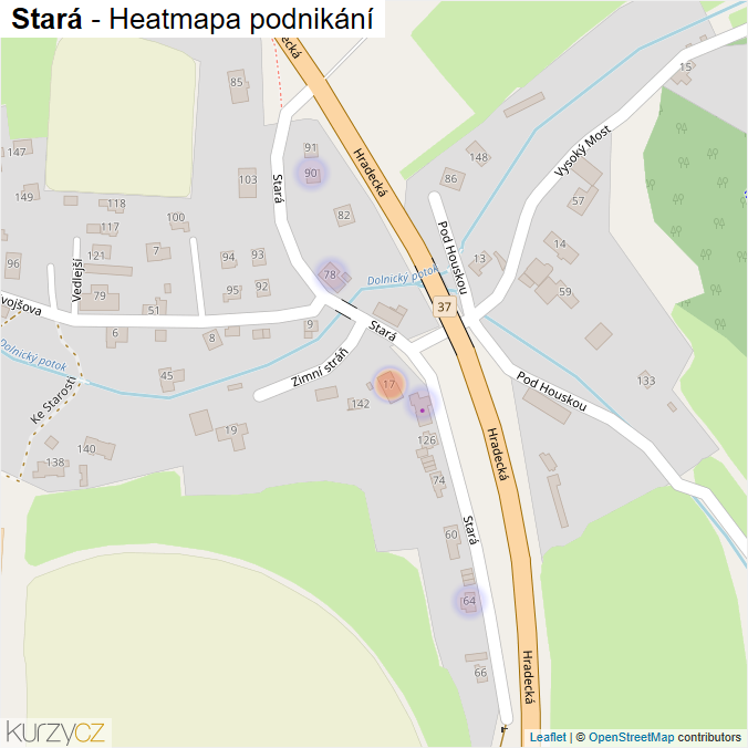 Mapa Stará - Firmy v ulici.