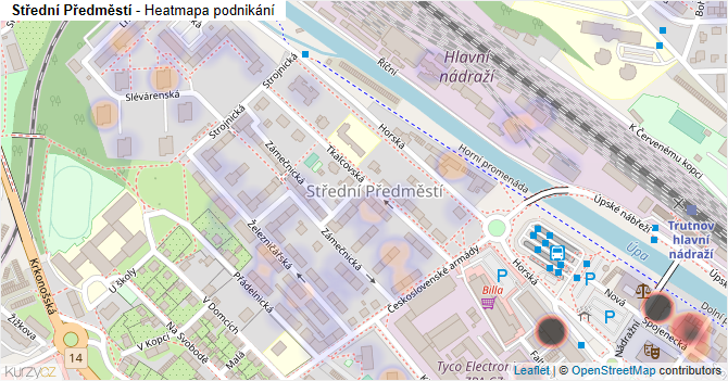 Střední Předměstí - mapa podnikání